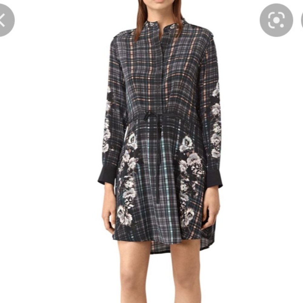 ALLSAINTS Sanko Prairie Dress 100% Silk